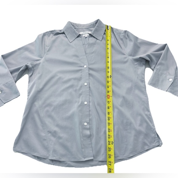 Foxcroft NYC Women’s Non Iron Stretch Button Down Shirt Gray Size L - Picture 5 of 6
